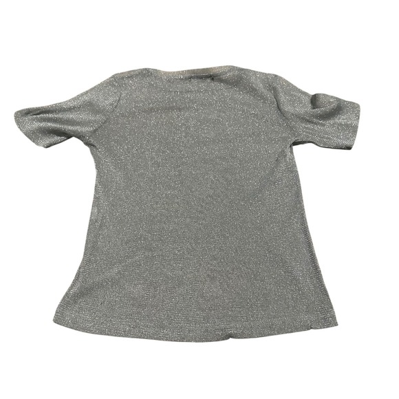 Zara Tops - Zara Trafaluc Silver Metallic Shimmer Knit Short Sleeve‎ Top Size M SS17